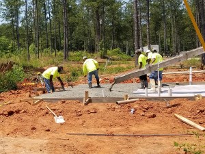 Pouring the slab for the workshop.